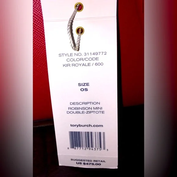 TORY BURCH "ROBINSON" MINI❤️KIR ROYALE❤️SAFFIANO LEATHER DOUBLE ZIP TOTE 🌟EUC🌟 - Picture 15 of 17